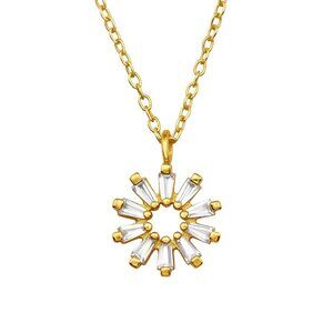 14K Gold Vermeil Baguette Crystal Necklace​